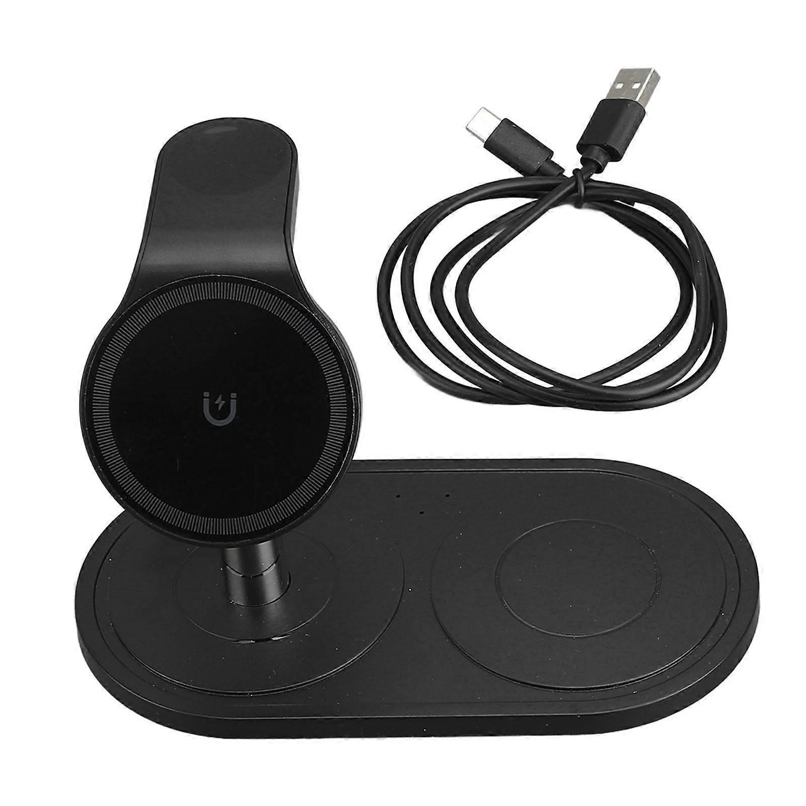 3-in-1 Charging Station for Phone, Watch & Earbuds, Black - Image 2