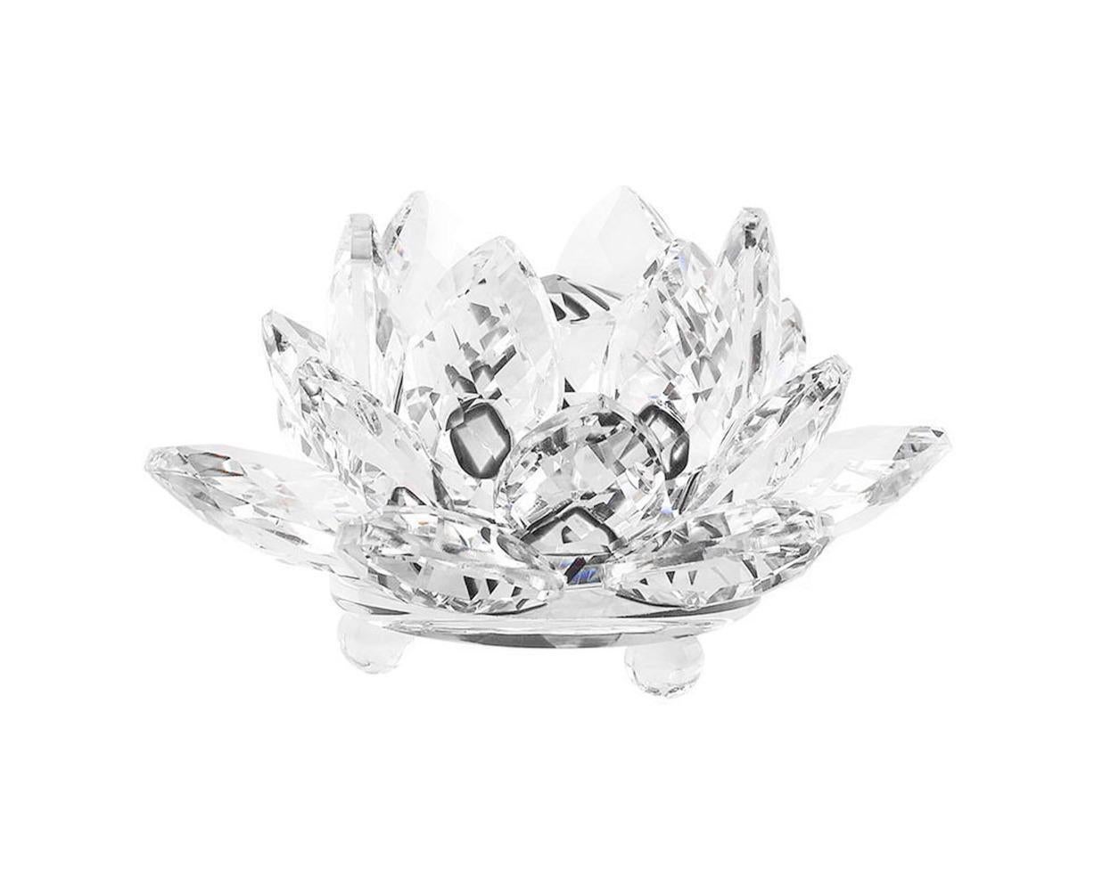 Artificial Quartz Crystal Lotus Flower Figurine Wedding Party Decor Souvenir-White - Image 1