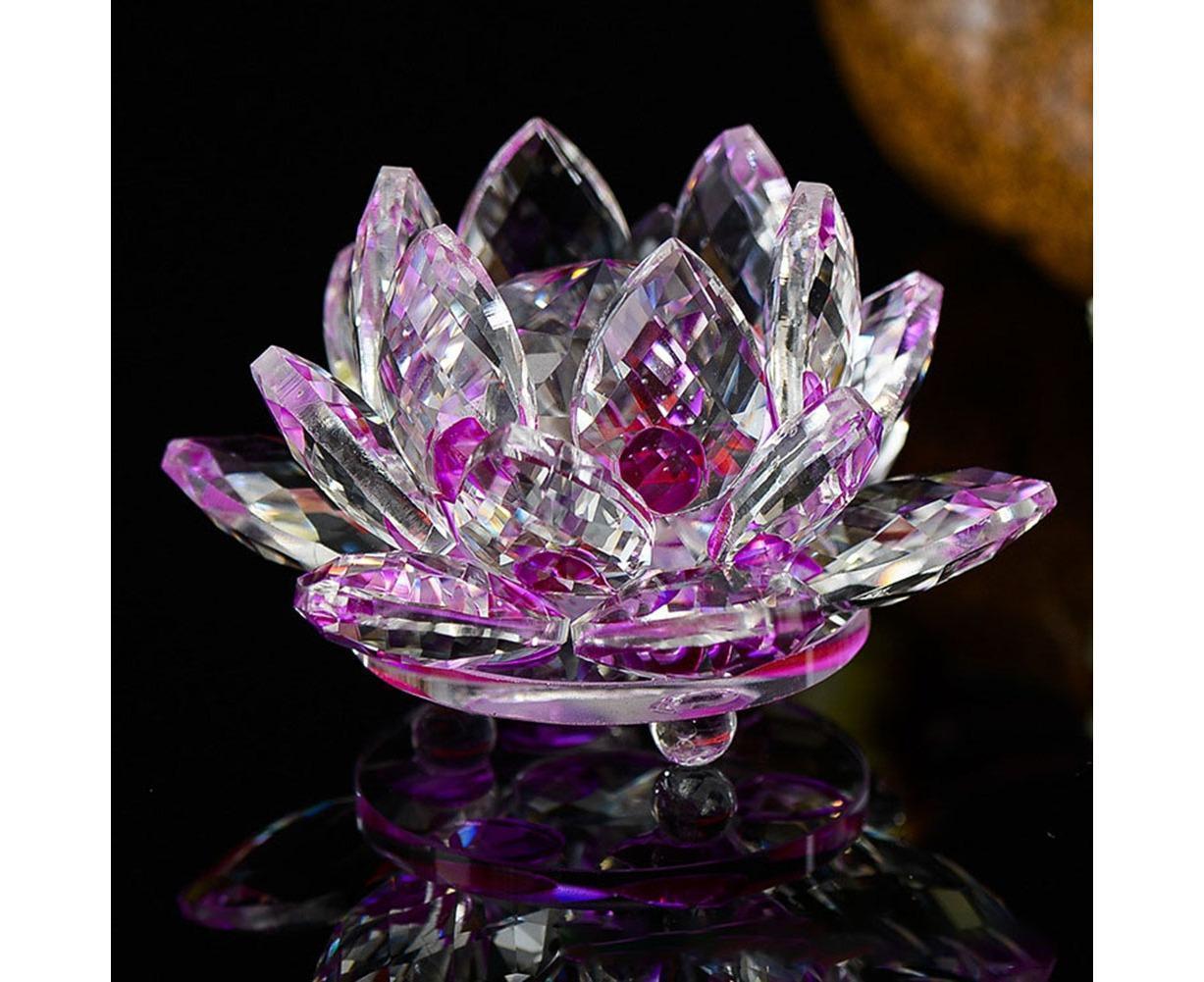 Artificial Quartz Crystal Lotus Flower Figurine Wedding Party Decor Souvenir-White - Image 8