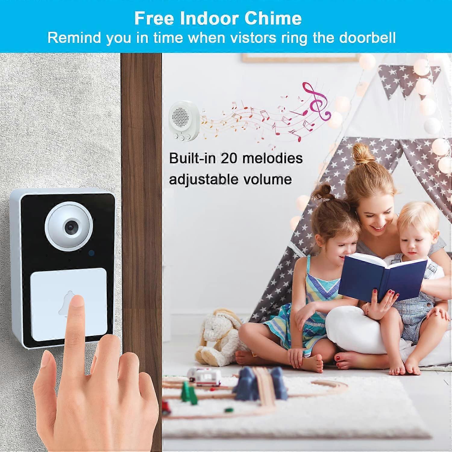Wireless Video Doorbell Camera with Chime, Rechargeable Cordless Smart Doorbell - Image 2