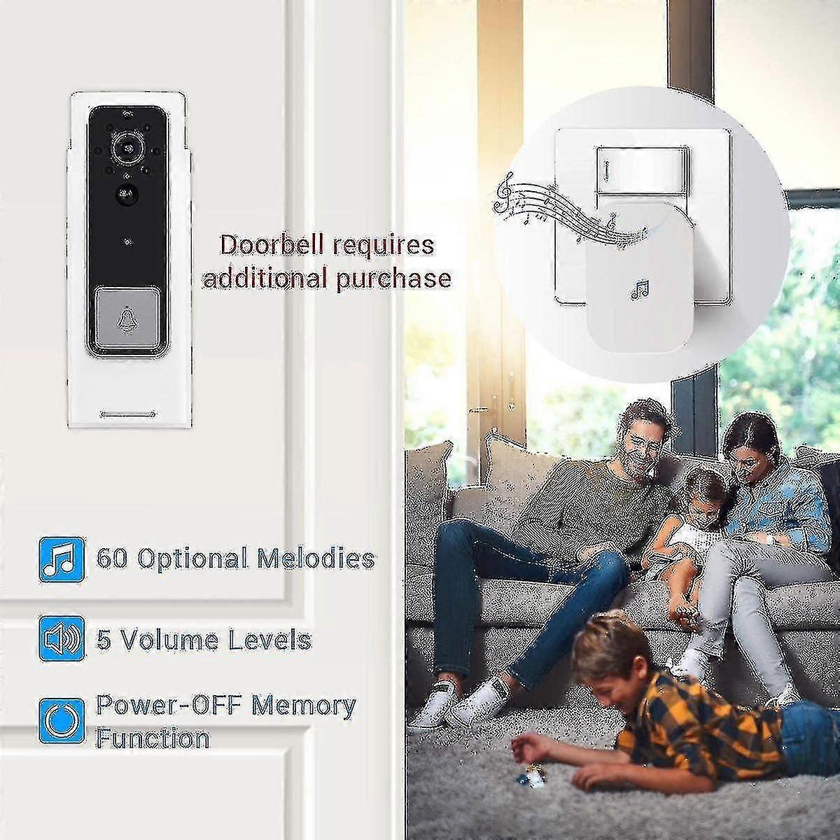 Ring Doorbell Wireless Chime Plug-In, Smart Video Doorbell Prompt Voice - Image 3