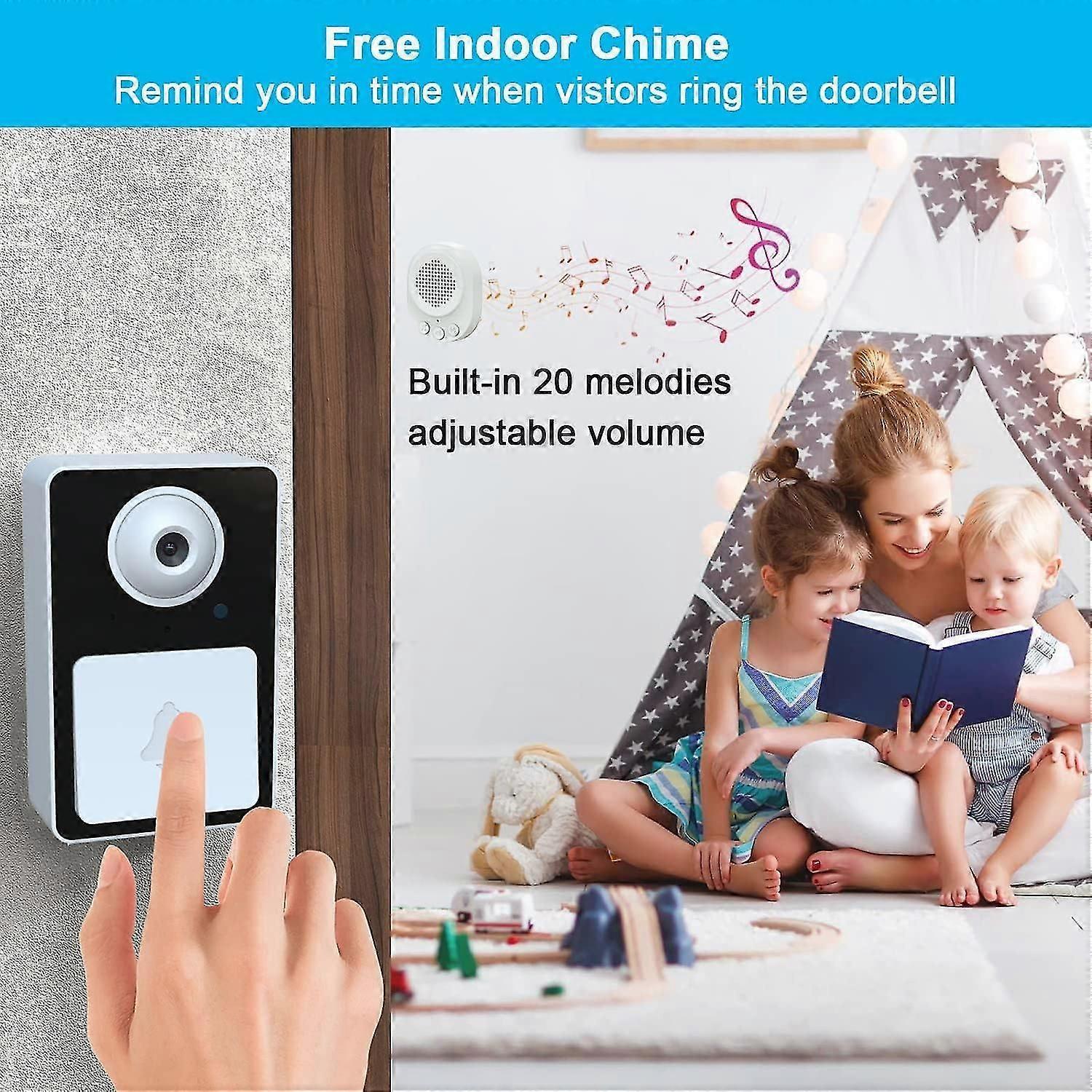 Rechargeable Wireless Video Doorbell Camera, Real-Time View, Cordless - Image 2