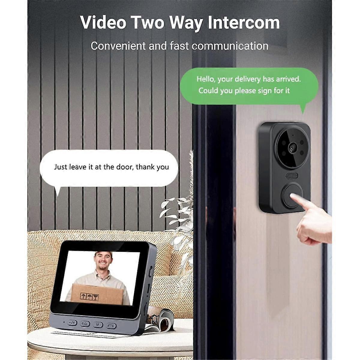 1080P Video Doorbell, Night Vision, USB-C, 2.4GHz WiFi, 2-Way Audio, 256GB - Image 2