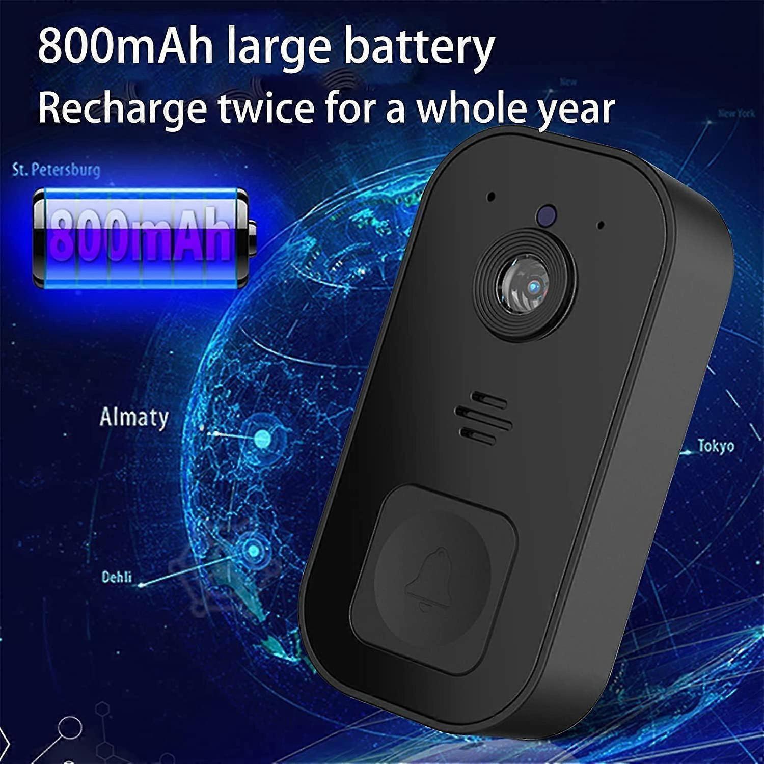 Wireless Video Doorbell Camera, 2.4GHz WiFi, Black - Image 3