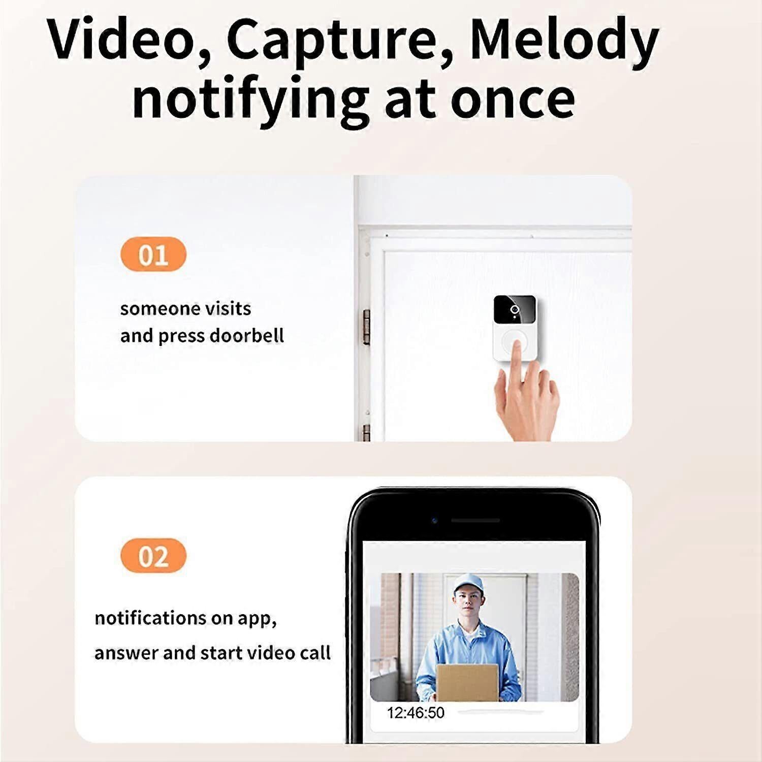 WiFi Smart Video Doorbell, Wireless Phone Intercom Security Camera - Image 2