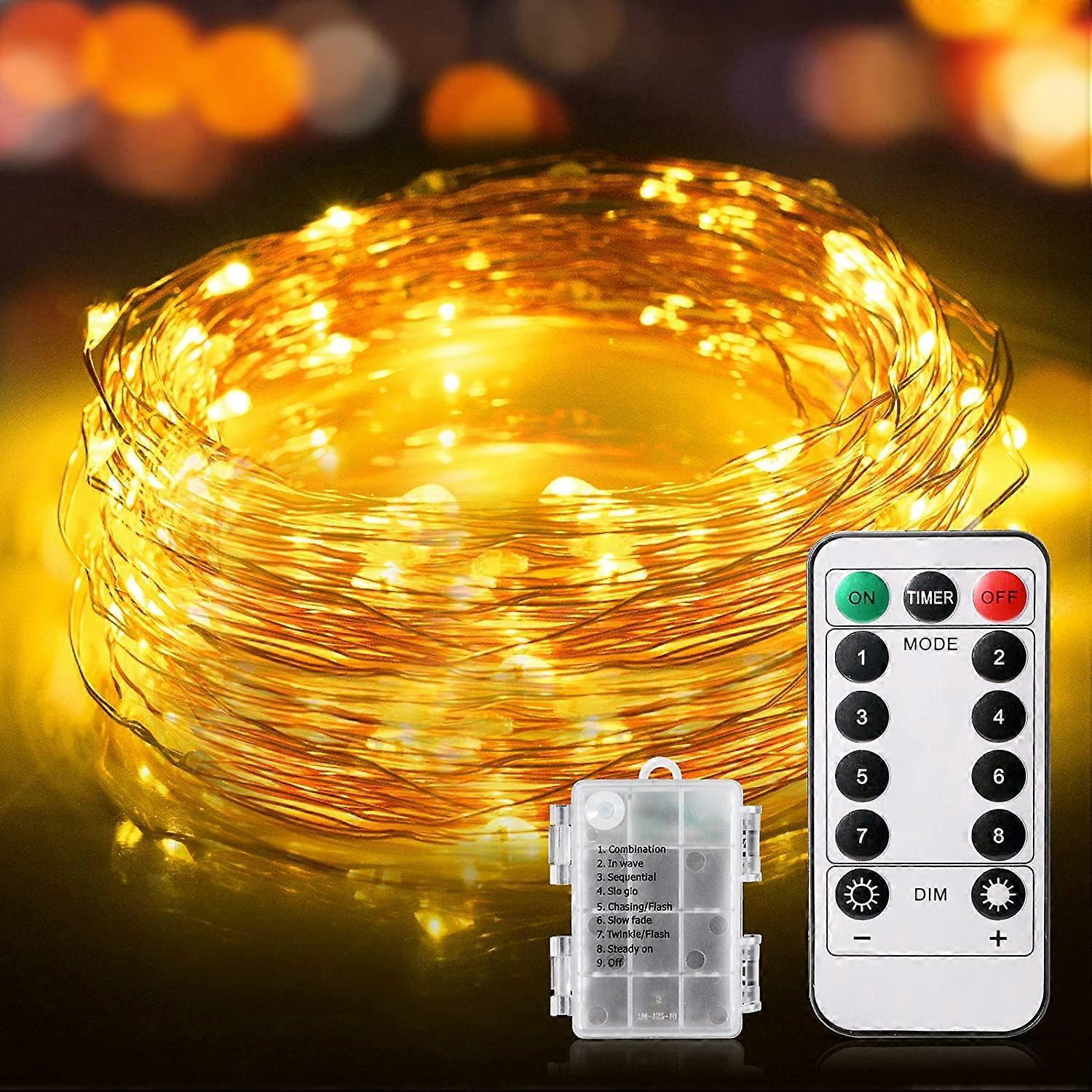 100 LED String Lights 10M, IP65 Waterproof, 8 Modes, Battery Operated - Image 1