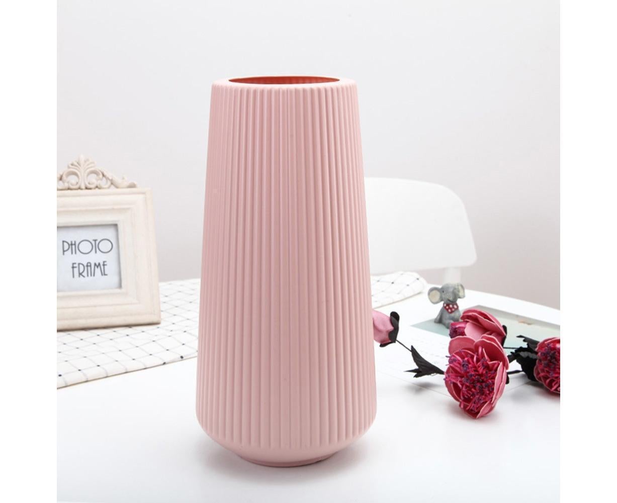 Plastic Nordic Style Vase Dried Flower Arrangement Pot Holder Home Office Decor-Milky White - Image 5