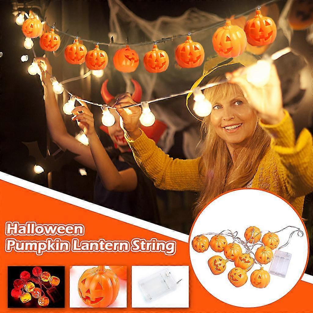 Halloween Pumpkin LED String Lights, 10 Bulbs, Room Decoration - Image 2