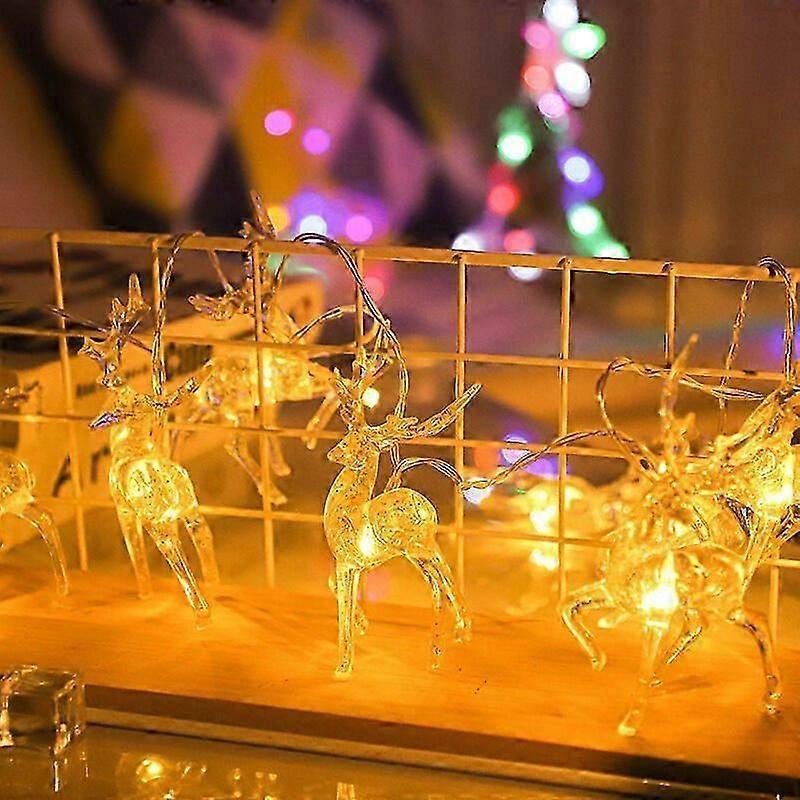 Christmas Reindeer LED String Lights, Battery Powered Warm White, 10 LEDs - Image 2
