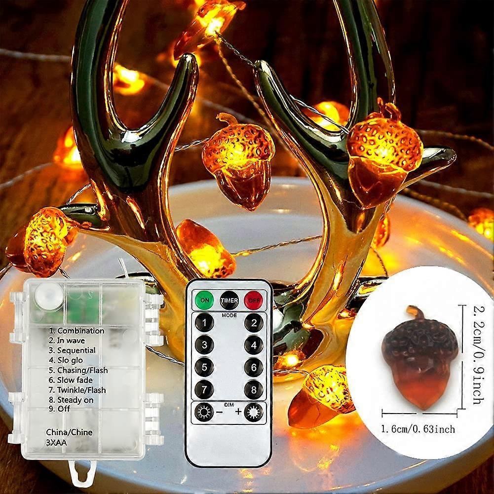 Acorn LED String Lights, 20 LEDs, 6.5ft Battery Powered Fairy Lights - Image 4