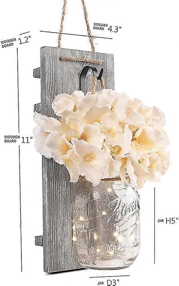 Rustic Mason Jar LED String Lights with Silk Hydrangea, Set of 2 - Image 5