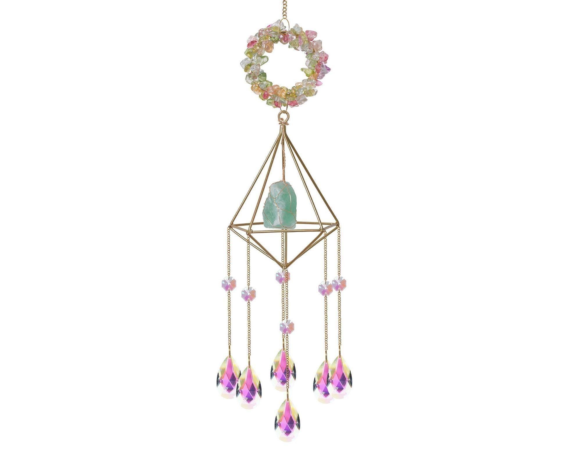 Sparkling Faux Crystal Hangable Wall Hanging Windbell-Multicolor - Image 1