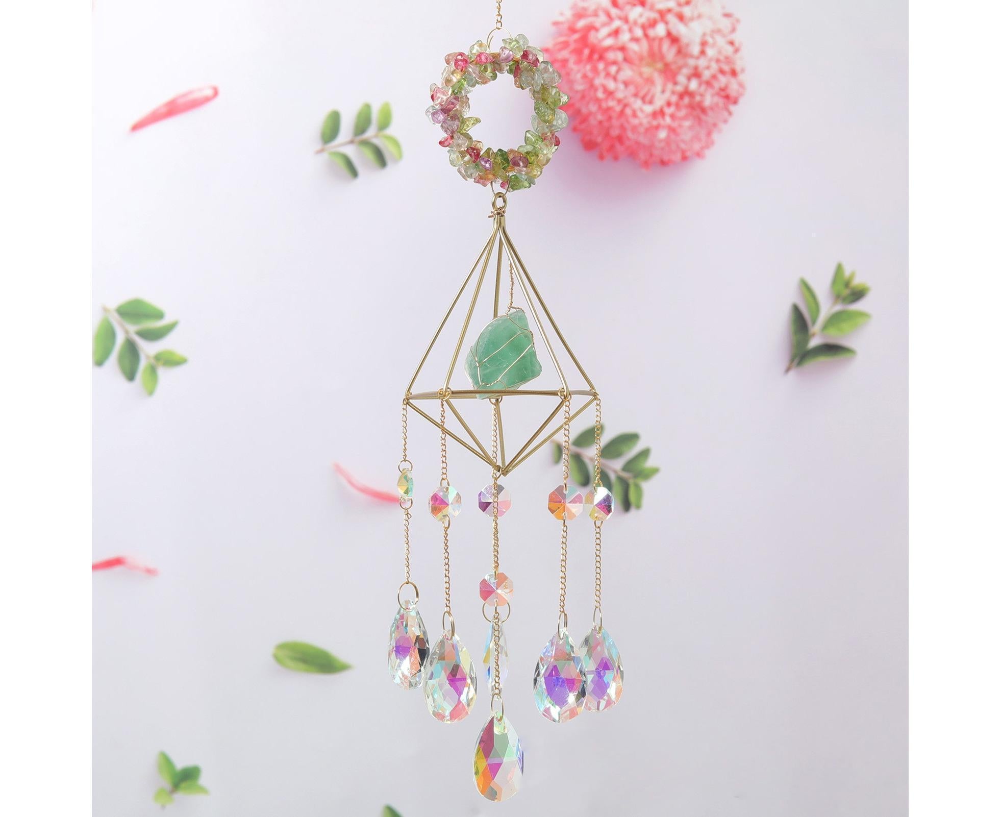 Sparkling Faux Crystal Hangable Wall Hanging Windbell-Multicolor - Image 3