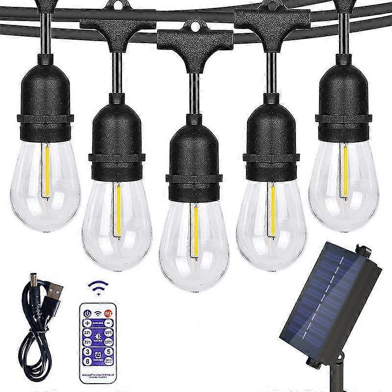 15M Outdoor Patio LED String Lights, IP65, S14 Bulbs, Expandable - Image 1