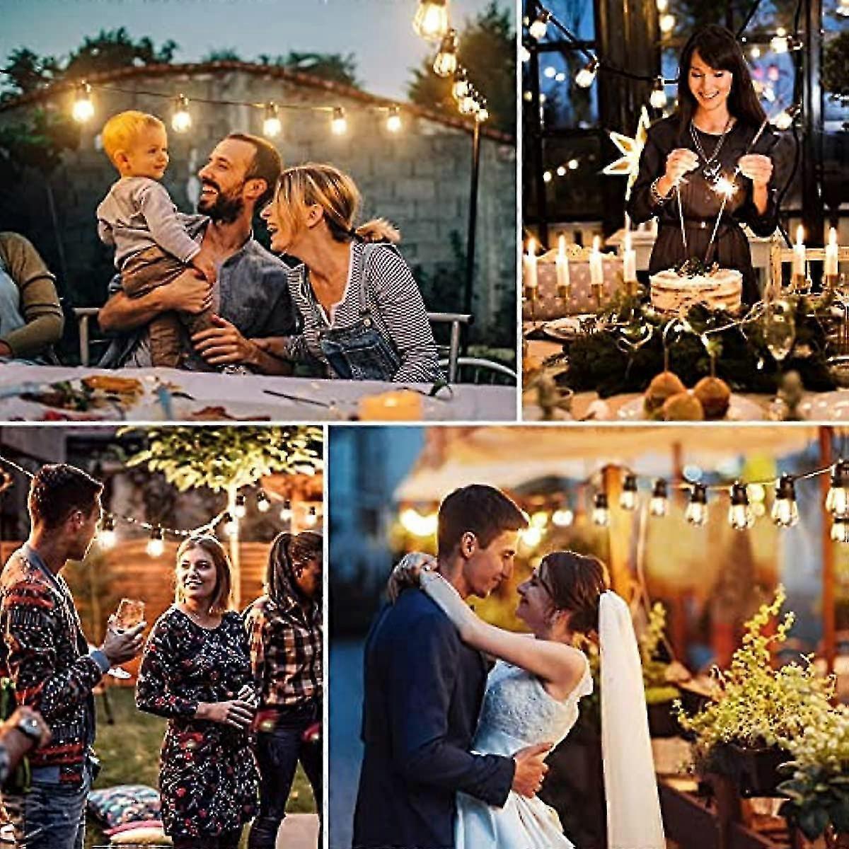15M Outdoor Patio LED String Lights, IP65, S14 Bulbs, Expandable - Image 2