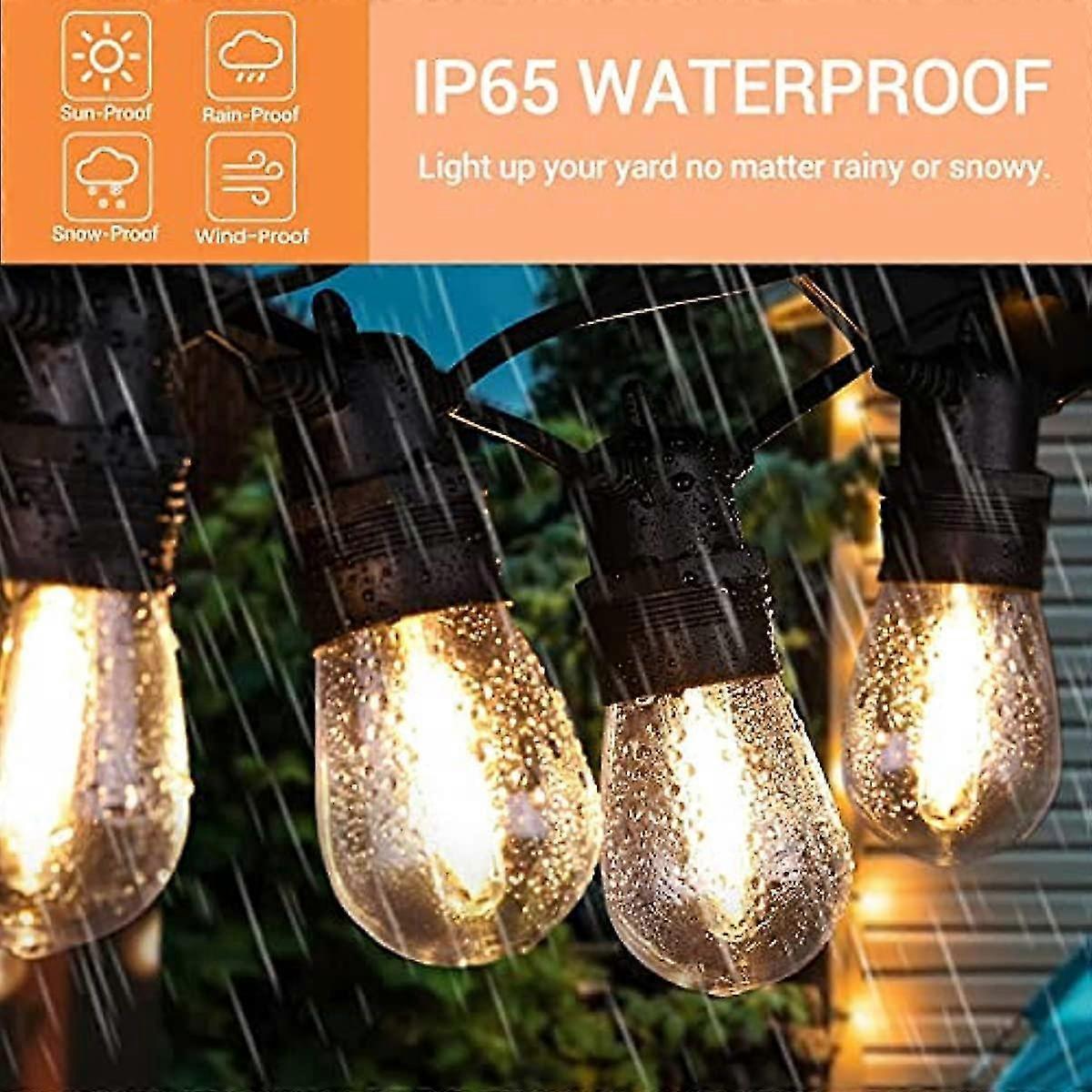 15M Outdoor Patio LED String Lights, IP65, S14 Bulbs, Expandable - Image 3