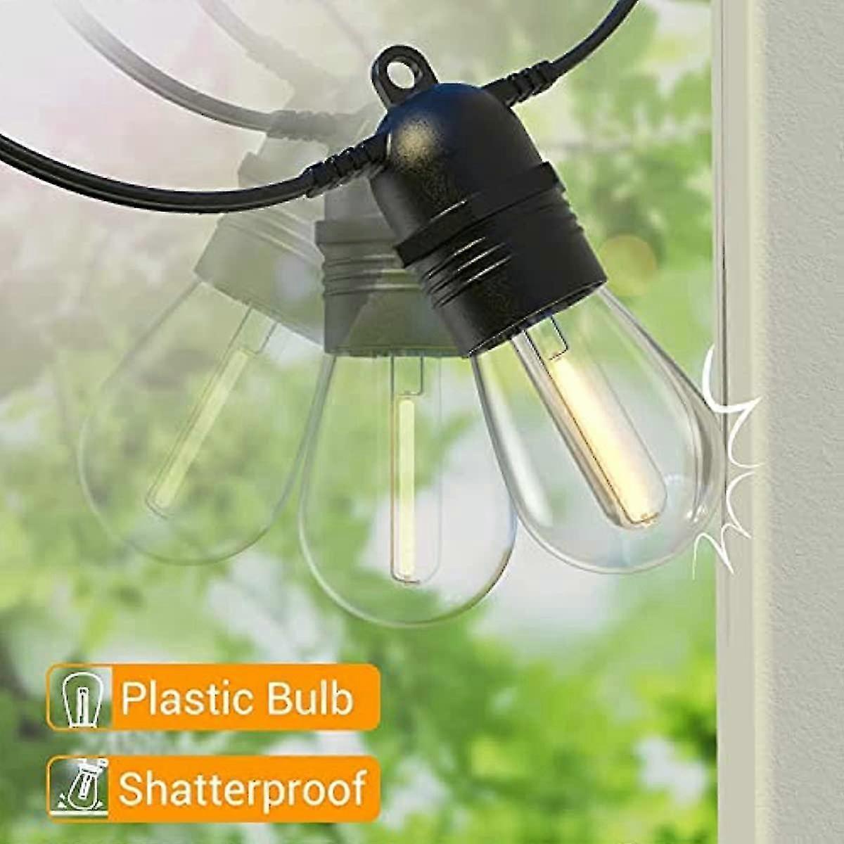 15M Outdoor Patio LED String Lights, IP65, S14 Bulbs, Expandable - Image 5
