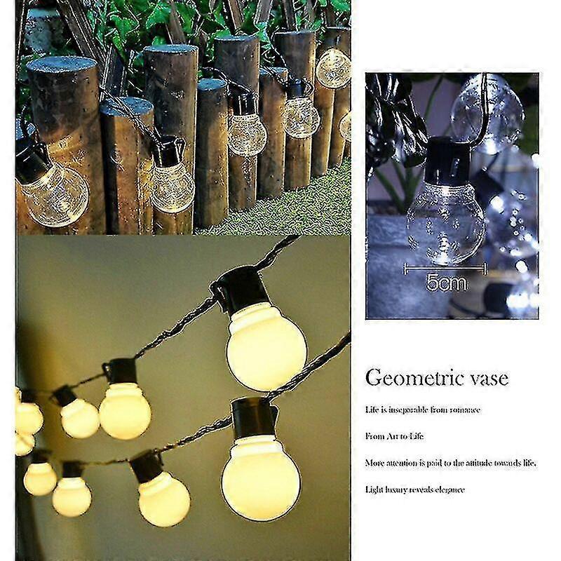 Solar Powered Patio LED String Lights, Waterproof Outdoor Bulbs 10 LEDs - Image 3