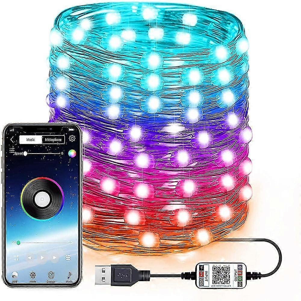 RGB Fairy String Lights, Indoor Outdoor Color Changing Music Twinkle Lights - Image 1