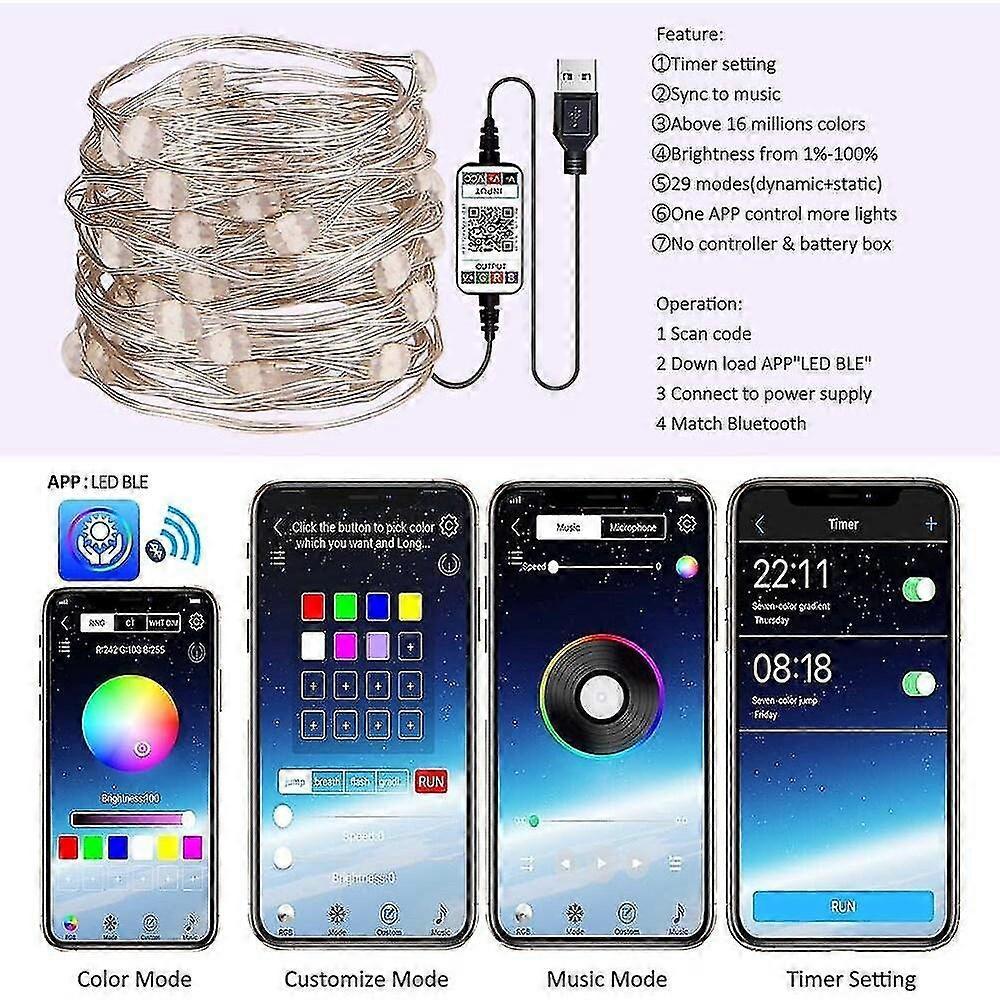 RGB Fairy String Lights, Indoor Outdoor Color Changing Music Twinkle Lights - Image 5