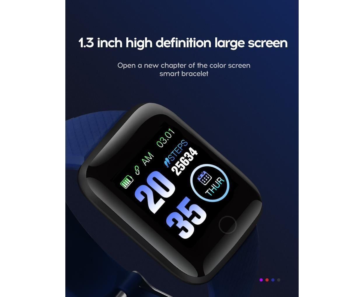 116Plus Sports Android IOS Bluetooth Touch Water Resistant Screen Fitness Tracker Smart Wrist Bracelet - Black - Image 3