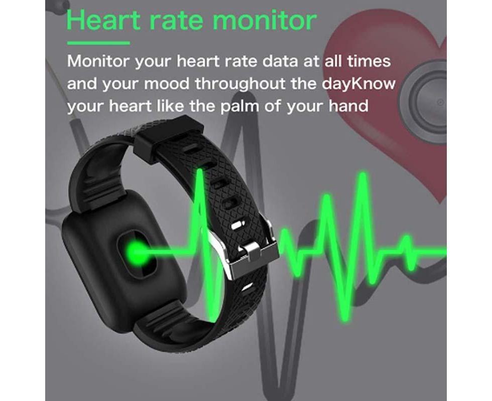 116Plus Sports Android IOS Bluetooth Touch Water Resistant Screen Fitness Tracker Smart Wrist Bracelet - Black - Image 4