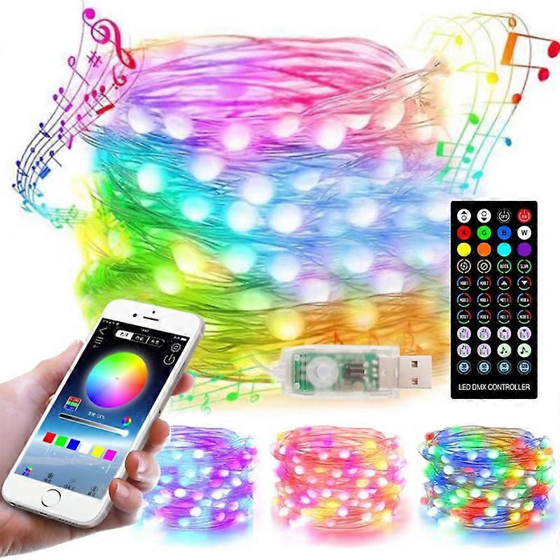 Christmas Tree LED String Lights, 10M Music Sync Bluetooth Remote Control - Image 1