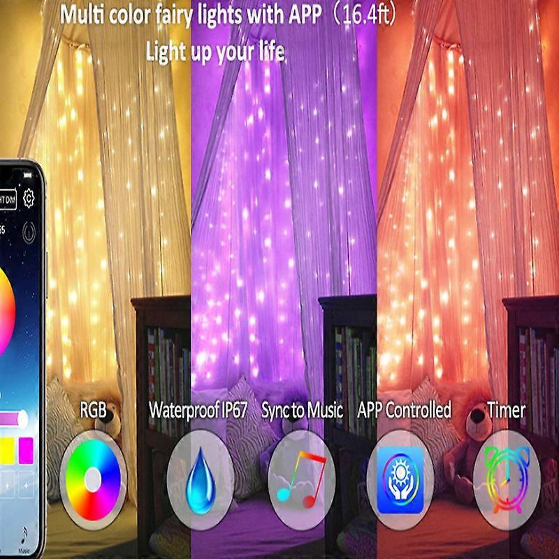 Christmas Tree LED String Lights, 10M Music Sync Bluetooth Remote Control - Image 5