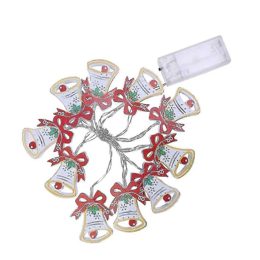 Colorful Bell LED String Lights, 10 LEDs, Battery Powered Christmas Decor - Image 1