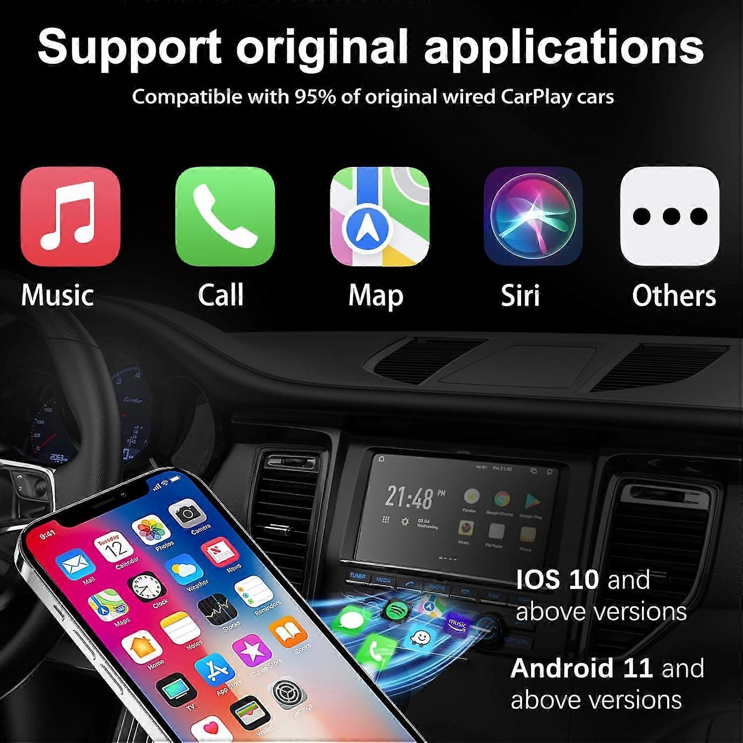 2-in-1 Wireless CarPlay Adapter for CarPlay & Android Auto, Plug & Play Dongle - Image 4