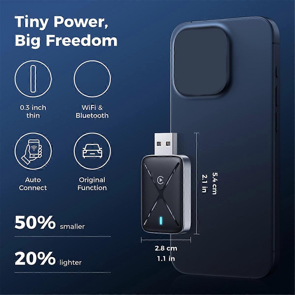 Wireless CarPlay Adapter for iOS, Mini Dongle Converts Wired to Wireless CarPlay - Image 3