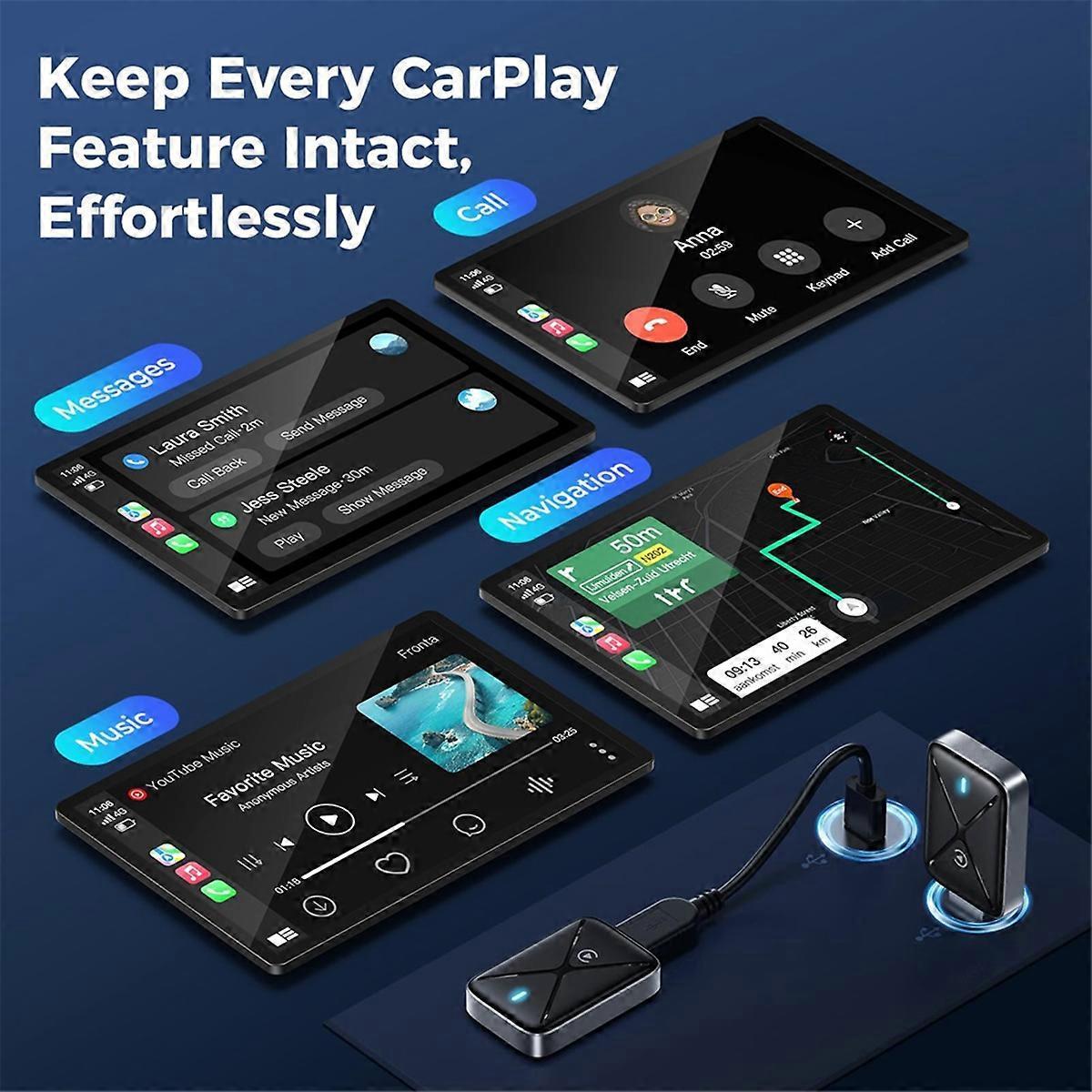 Wireless CarPlay Adapter for iOS, Mini Dongle Converts Wired to Wireless CarPlay - Image 4