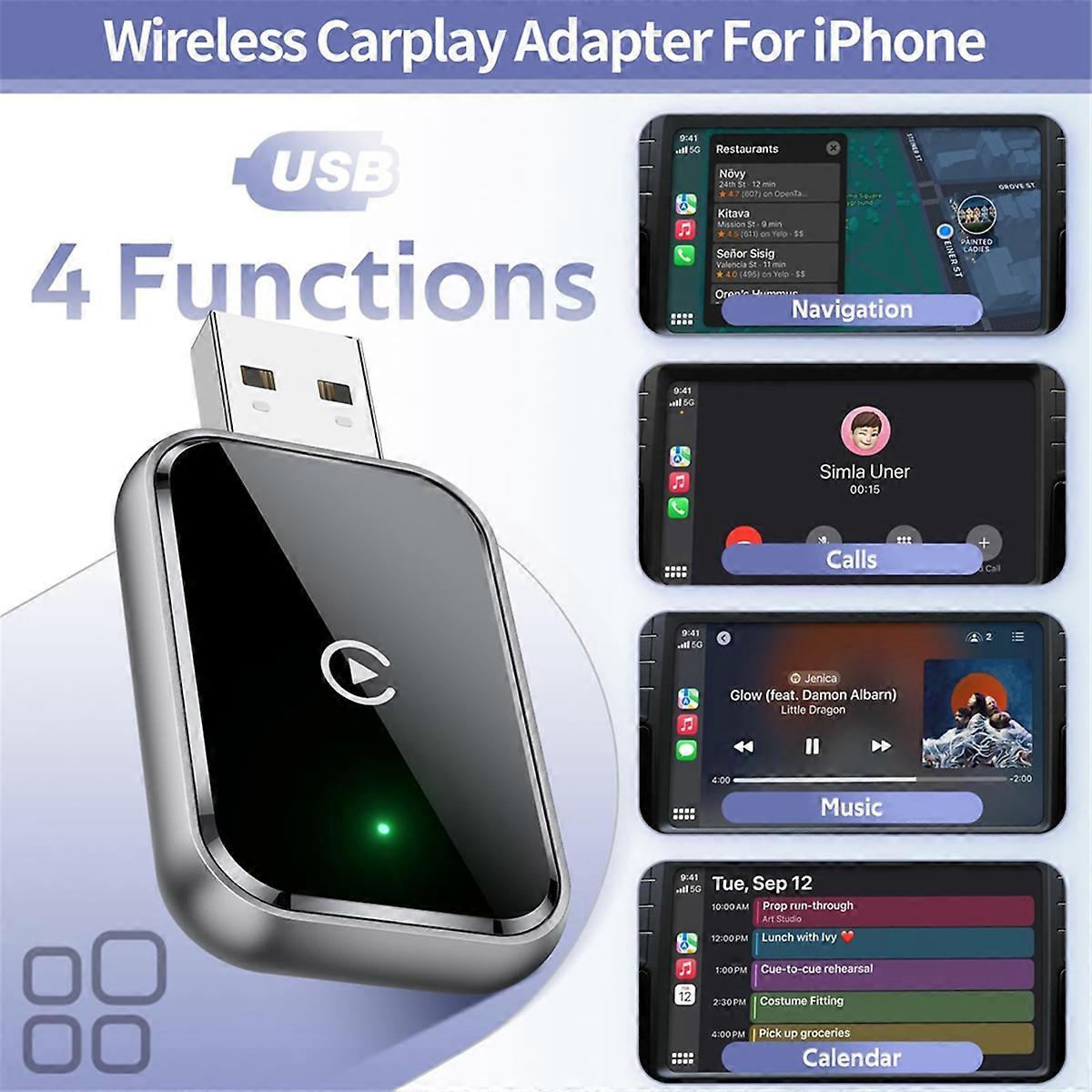 Wireless CarPlay Adapter, Wired to Wireless CarPlay Converter with USB Cable - Image 4