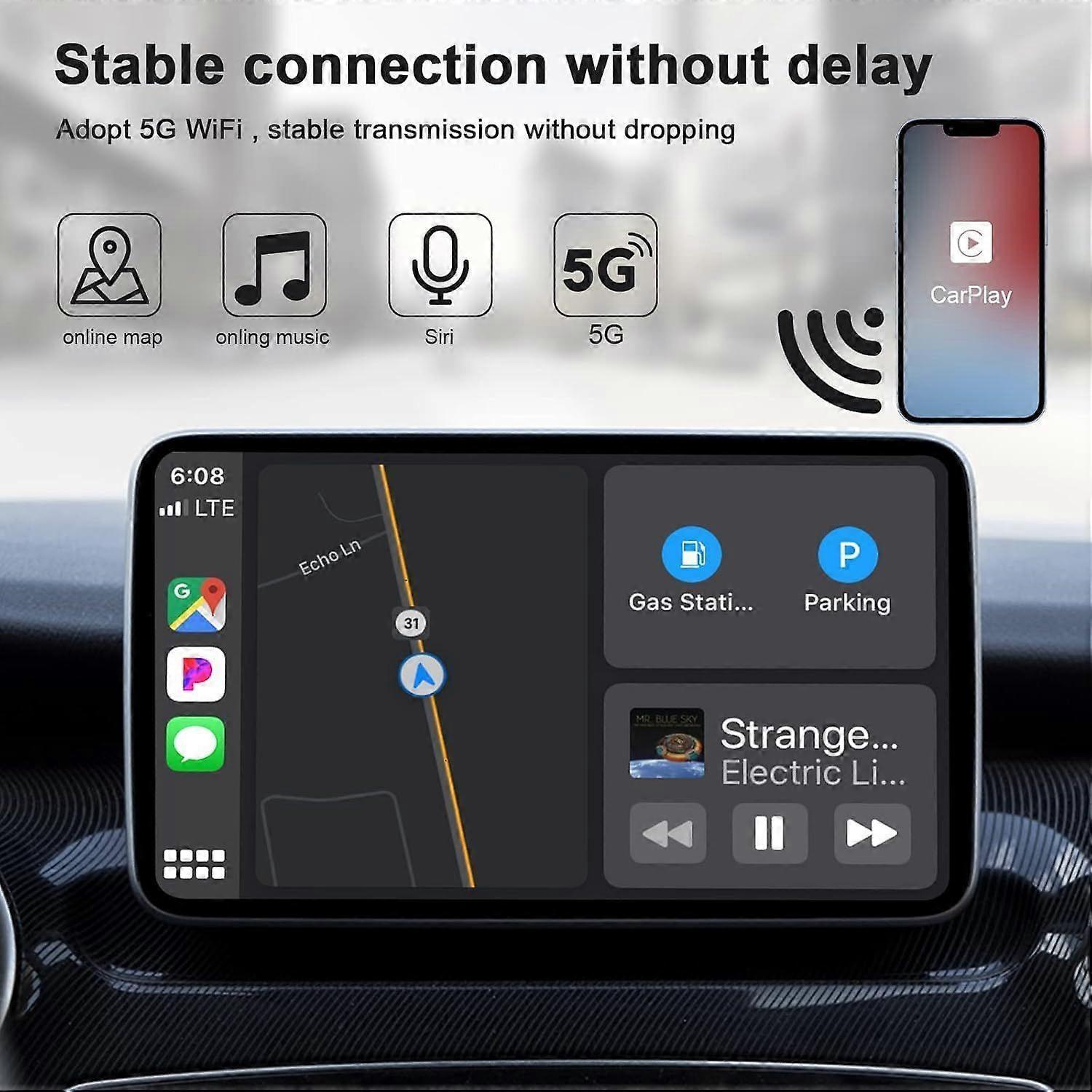 Wireless CarPlay Adapter, Converts Wired to Wireless for iPhone - Image 4