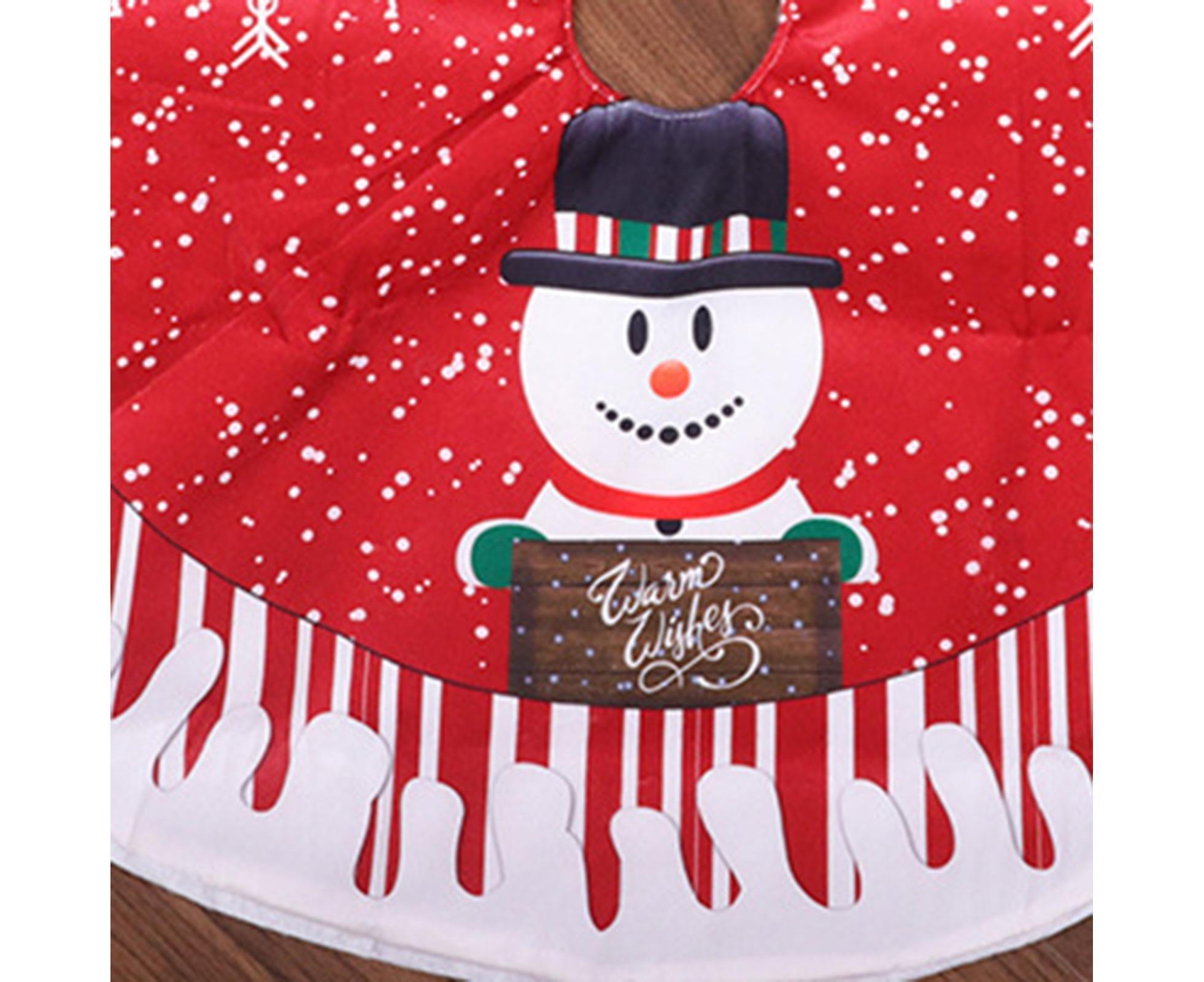 Round Elk/Santa/Snowman Print Xmas Tree Skirt Cover Floor Carpet Christmas Decor-B - Image 7