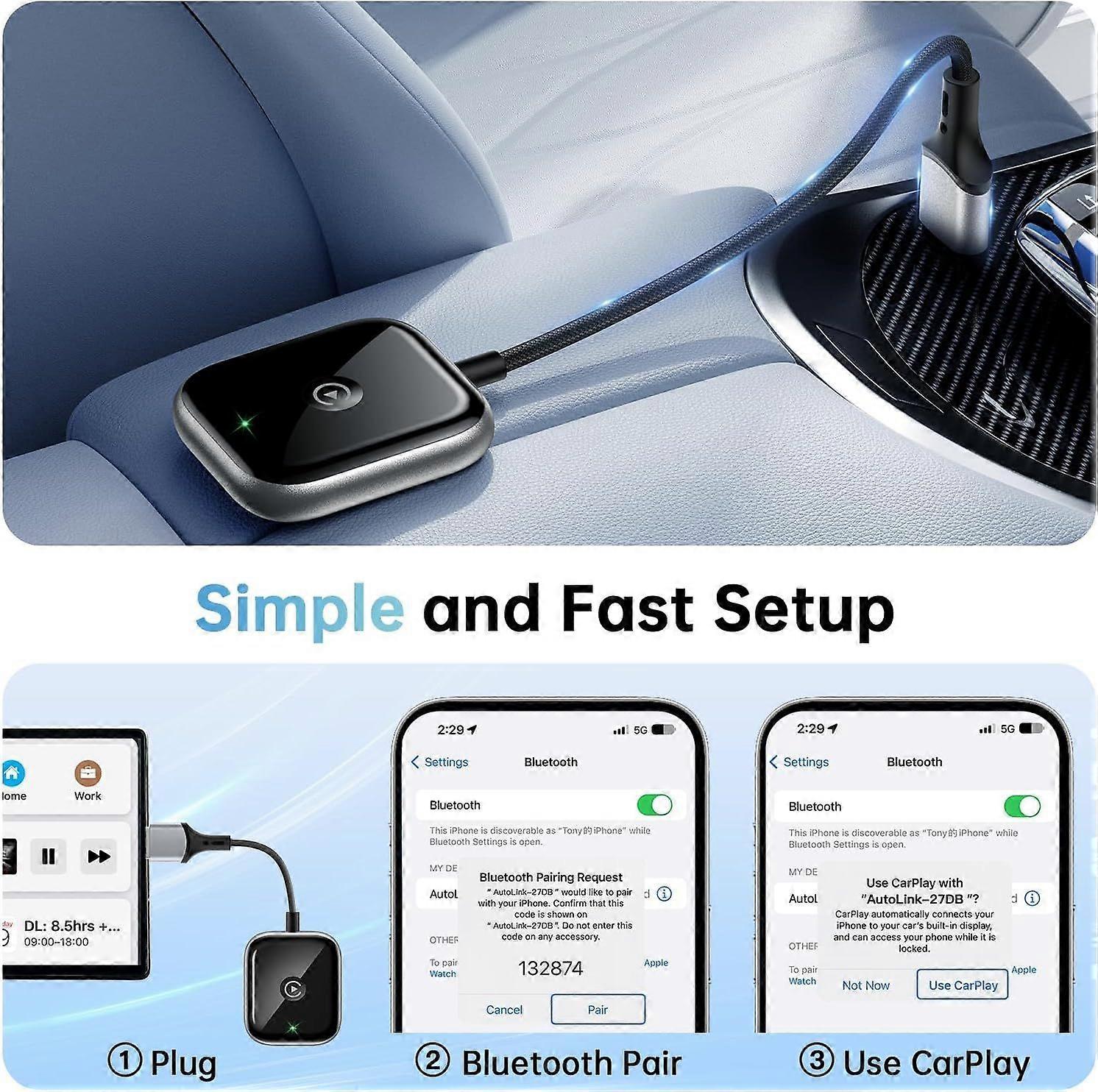 Wireless CarPlay Adapter for Apple CarPlay, Easy Wired to Wireless Upgrade - Image 4