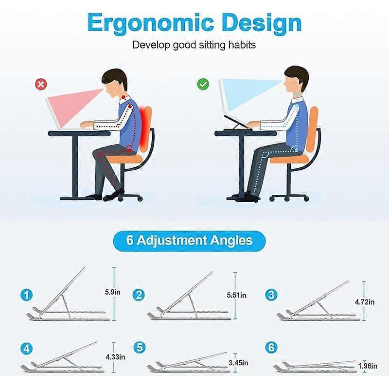 Adjustable Aluminum Laptop Stand, Portable Desk Holder - Image 2