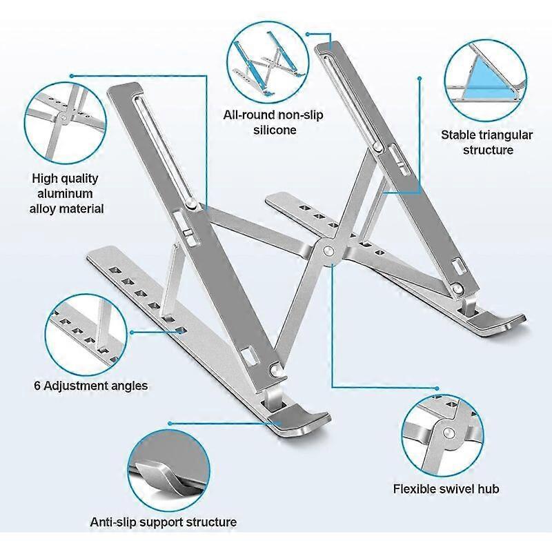 Adjustable Aluminum Laptop Stand, Portable Desk Holder - Image 3