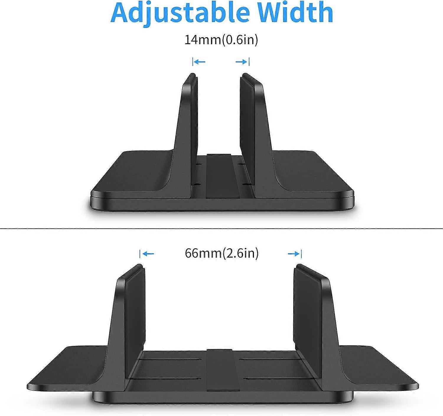 Vertical Aluminum Laptop Stand, Adjustable Desk Holder, Black - Image 2