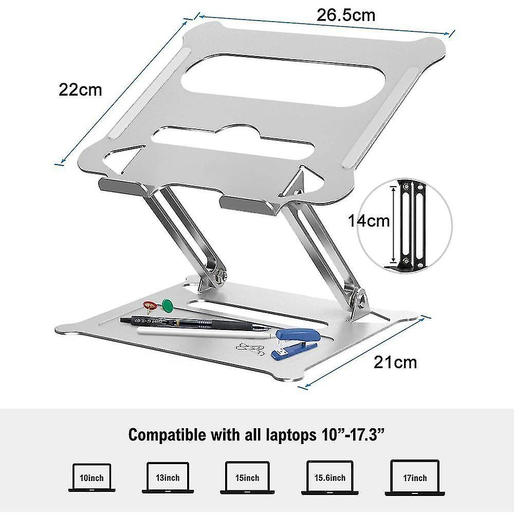 Adjustable Laptop Stand, Ergonomic Laptop Holder - Silver - Image 2