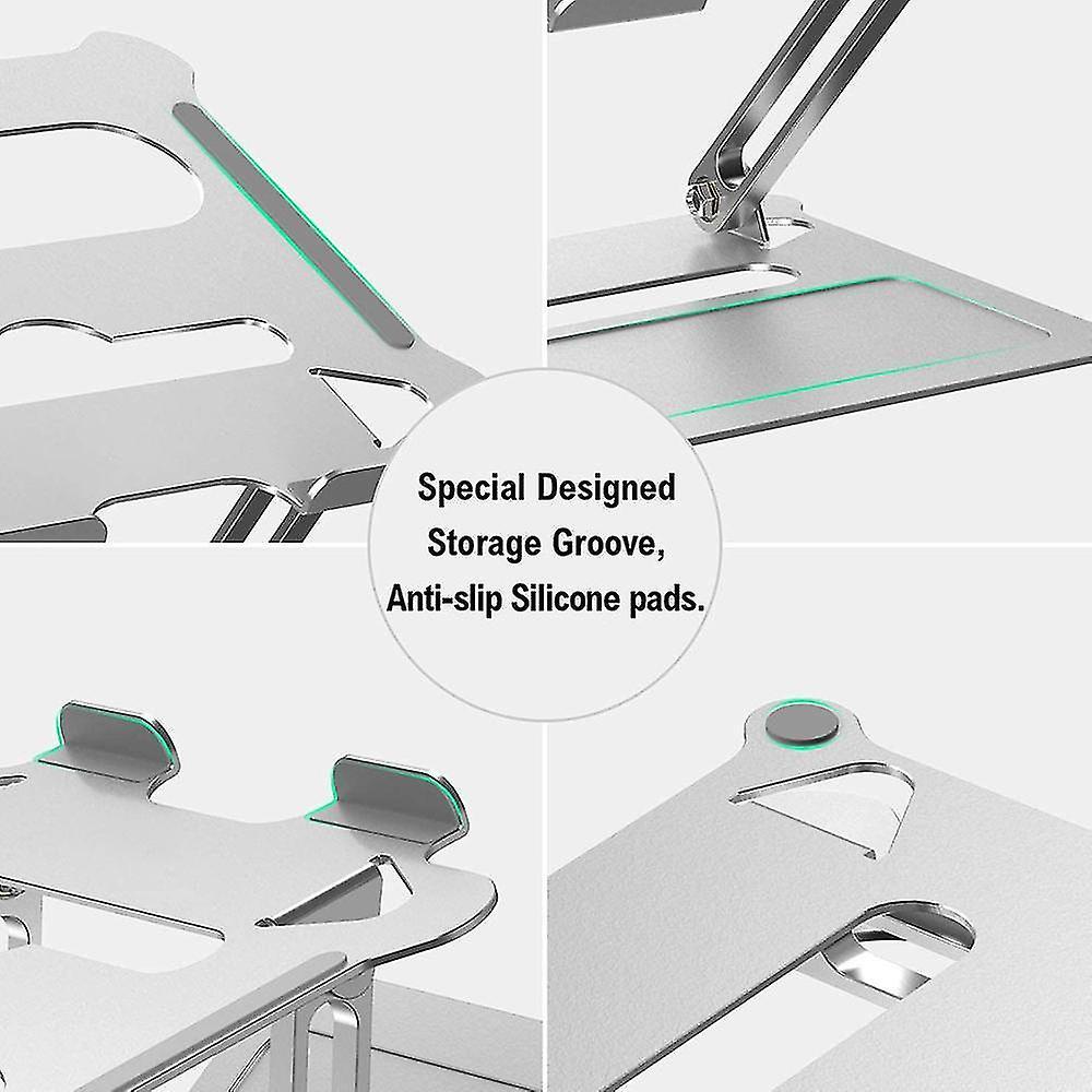 Adjustable Laptop Stand, Ergonomic Laptop Holder - Silver - Image 5