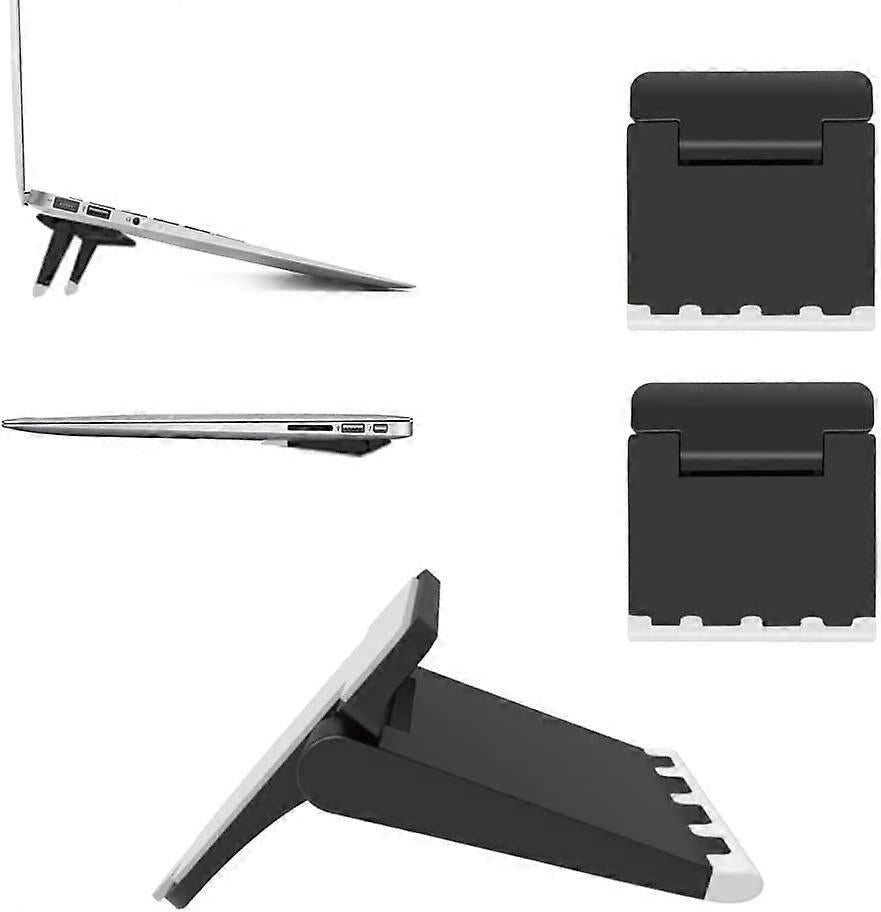 Set of 2 Mini Black Laptop Stands, Invisible Foldable Lightweight Holder for Laptop/Tablet - Image 1