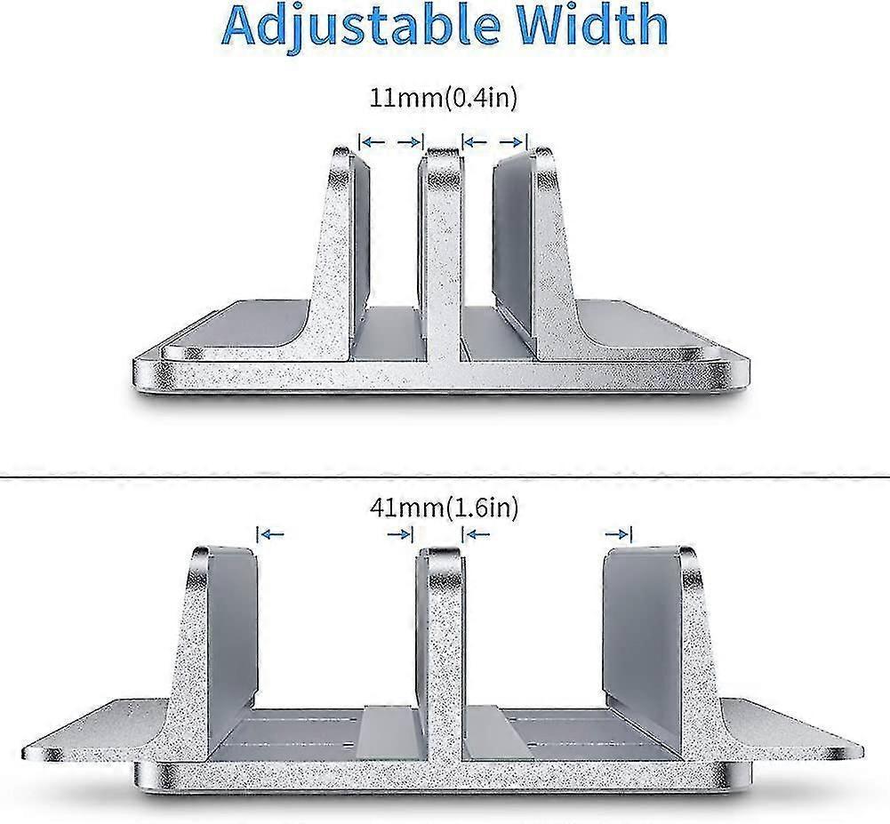 Double Vertical Aluminum Laptop Stand, Adjustable Desk Holder - Image 2