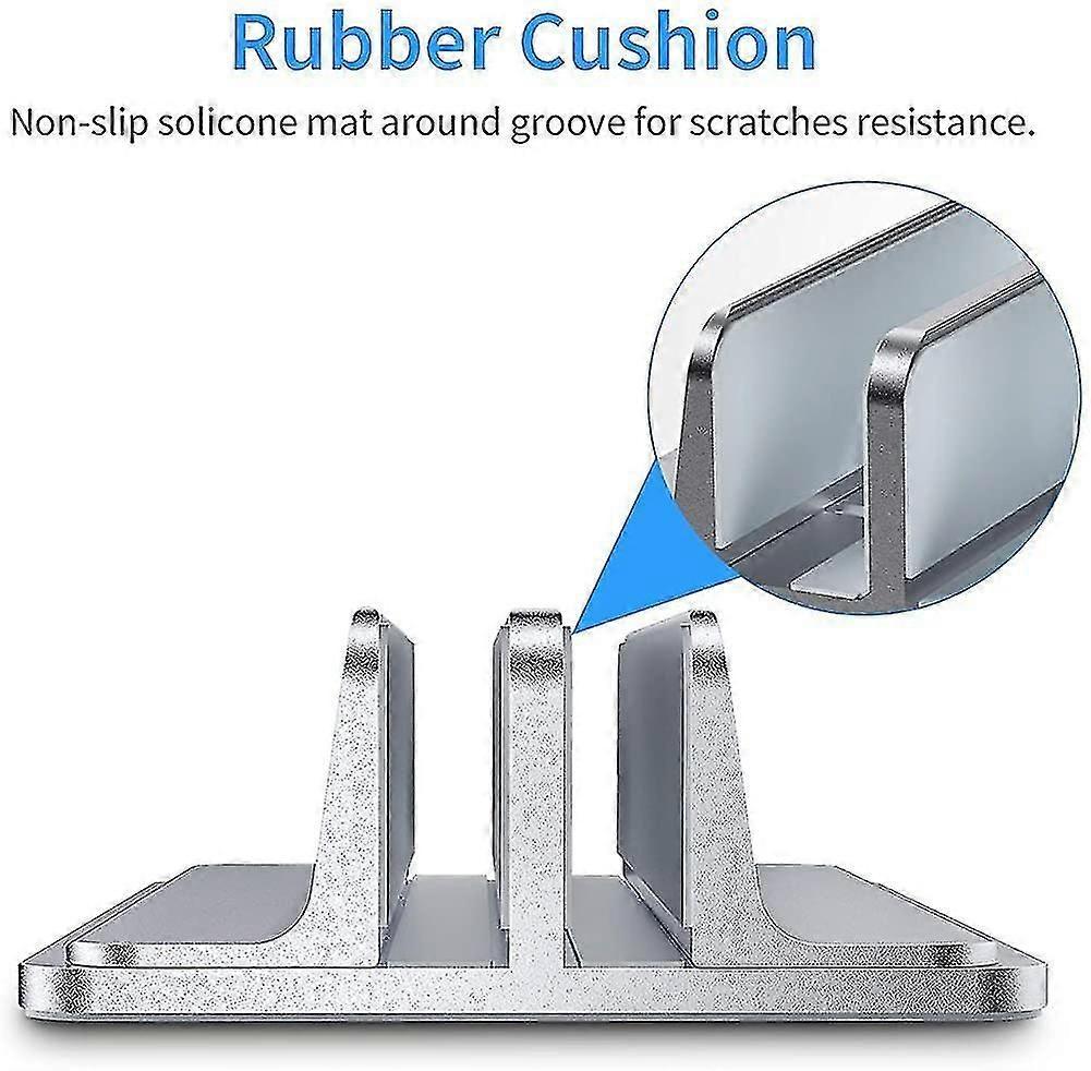 Double Vertical Aluminum Laptop Stand, Adjustable Desk Holder - Image 3