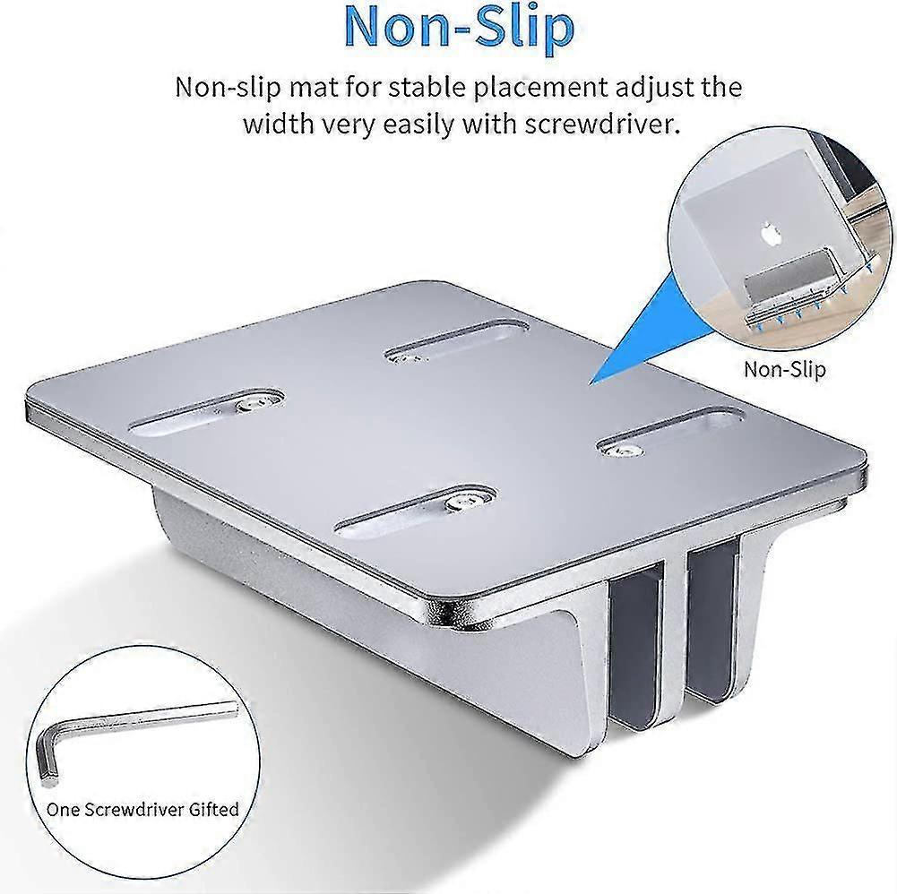 Double Vertical Aluminum Laptop Stand, Adjustable Desk Holder - Image 4