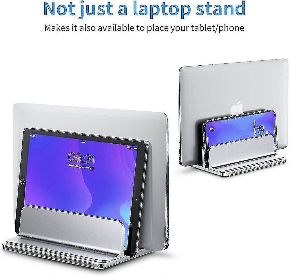 Double Vertical Aluminum Laptop Stand, Adjustable Desk Holder - Image 5