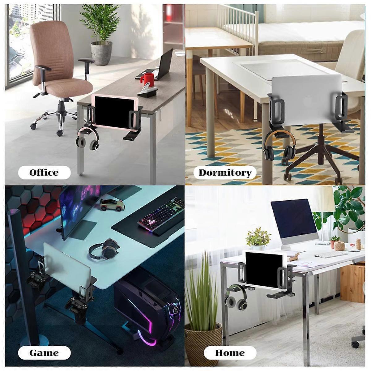 Vertical Laptop Stand, Desk Side Mount Holder, Black - Image 2