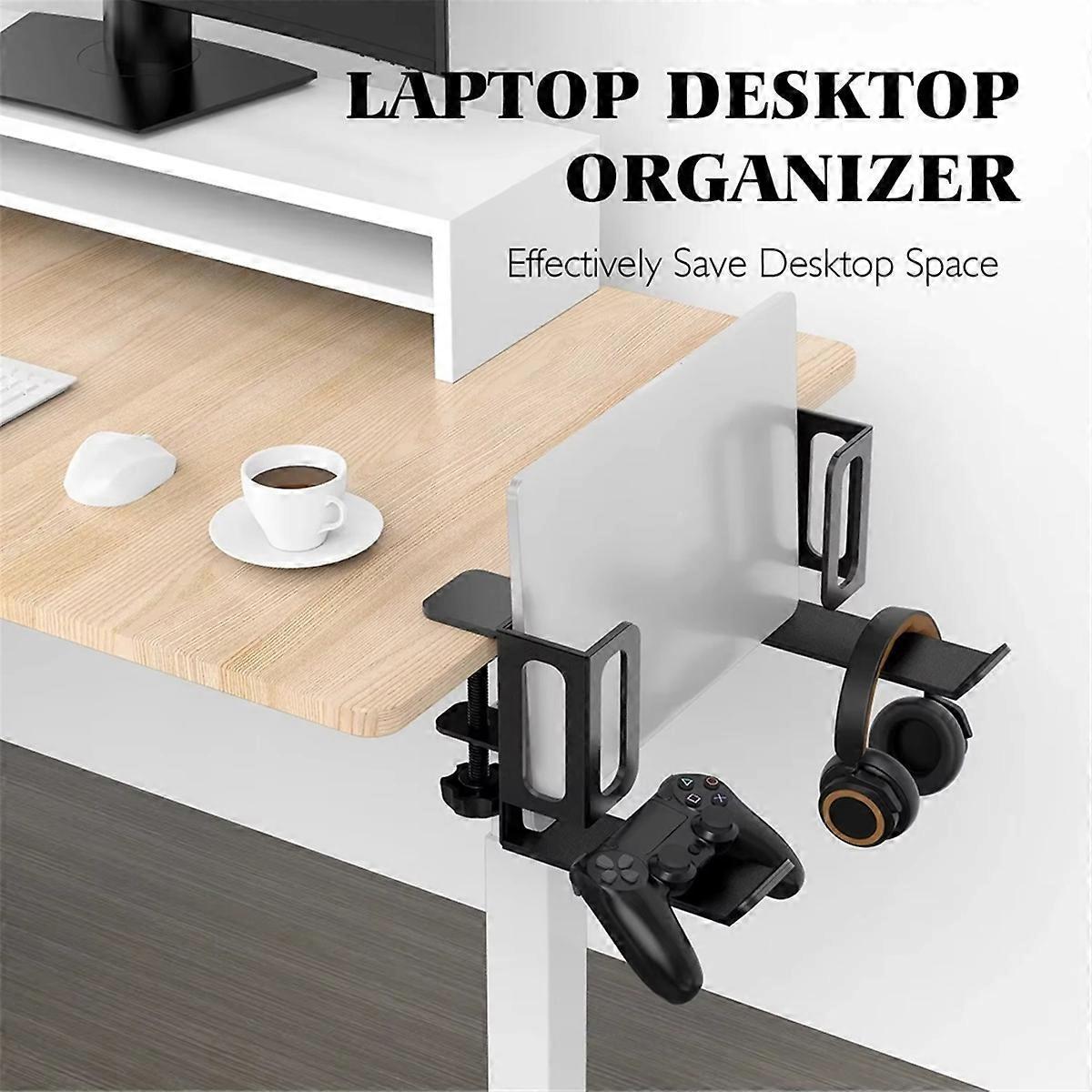Vertical Laptop Stand, Desk Side Mount Holder, Black - Image 3