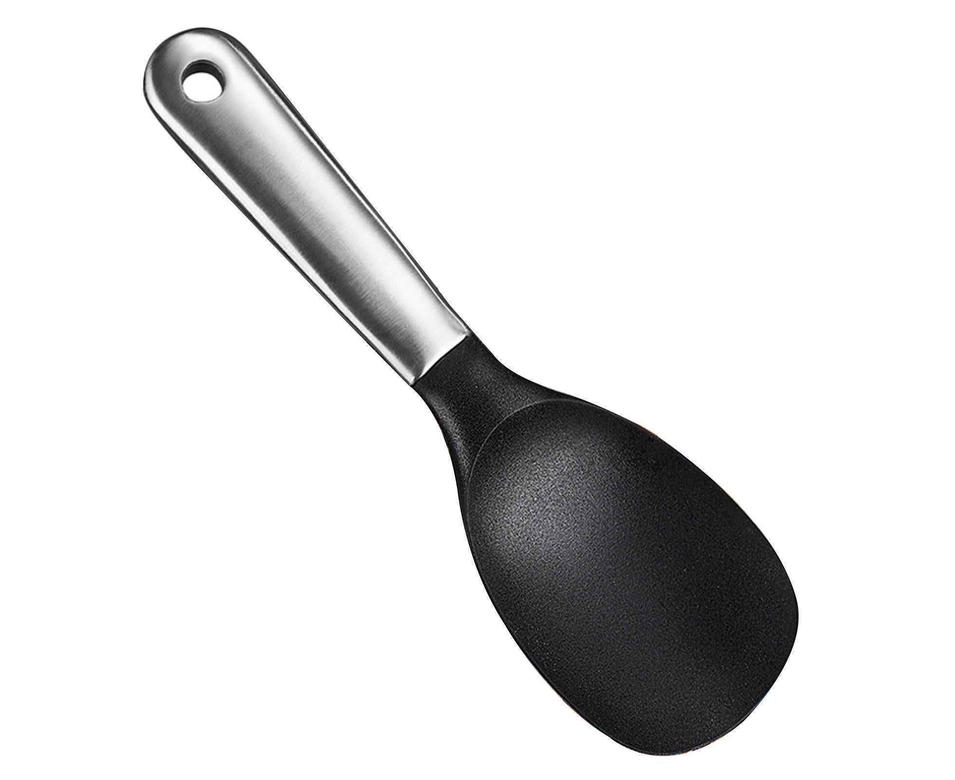 Scoop Thickened Anti-slip Stainless Steel Practical Rice Spoon for Kitchen-Black - Image 2