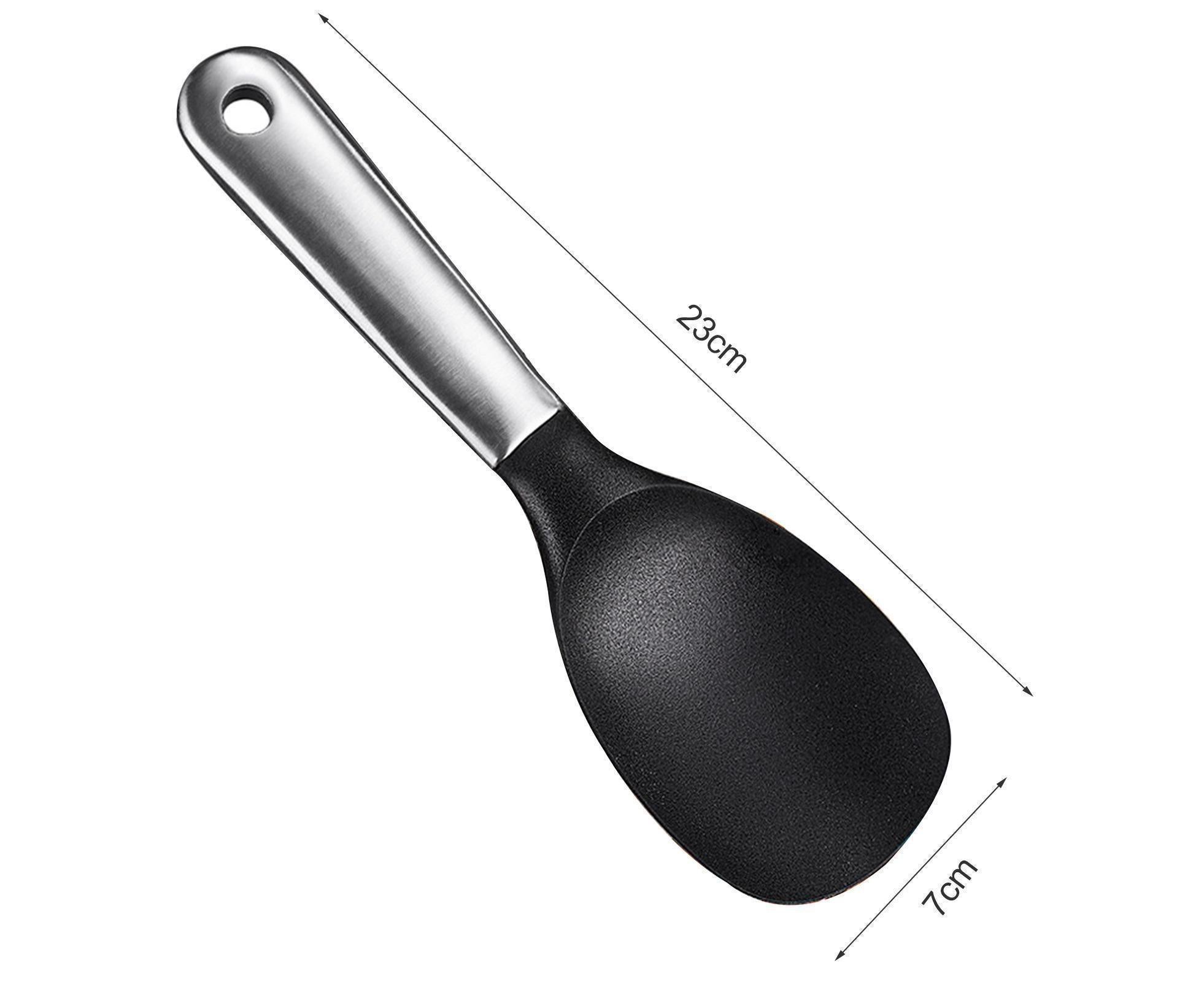 Scoop Thickened Anti-slip Stainless Steel Practical Rice Spoon for Kitchen-Black - Image 6